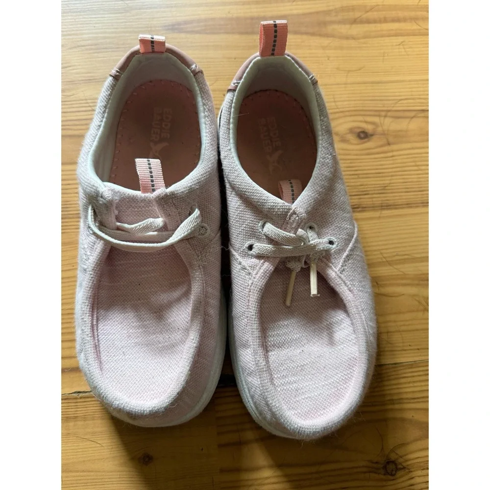 Eddie Bauer Kids Pink Canvas Moc Toe Boat Shoes Loafers Size 13